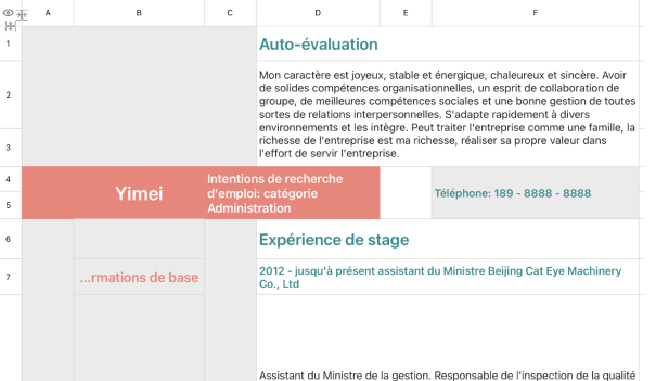 CV de recherche d'emploi en administration